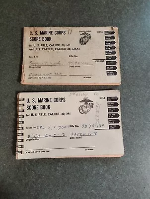 Two U.s. Marine Corps 1958 Rifle Score Book .30 Cal M1 & Carbine .30 M1a1 • $22