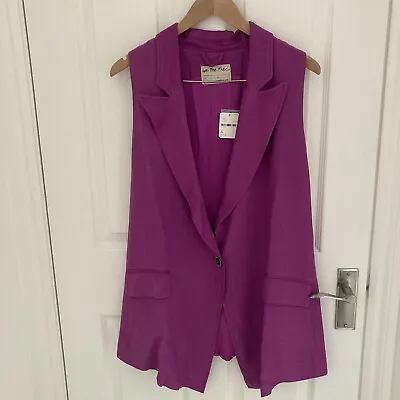 Free People Lennie Long Sleeveless Vest Waistcoat Small Pink Magenta BNWT $108 • £22