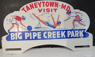 Vintage Taneytown Maryland License Plate Topper Bowling Boat Swimmer Skating • $305