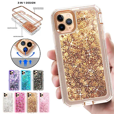 $6.92 • Buy For IPhone 14 13 12 11 Pro Max XS XR Shockproof Bling Liquid Glitter Girls Case