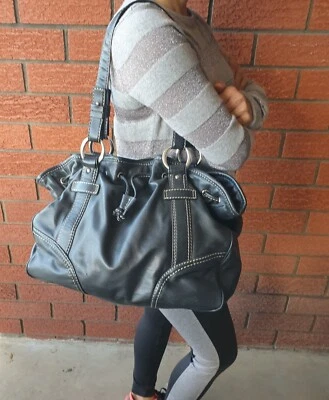 $120 • Buy Oroton Soft Black Leather Shoulder Bag Hobo Style,Good Use Condition