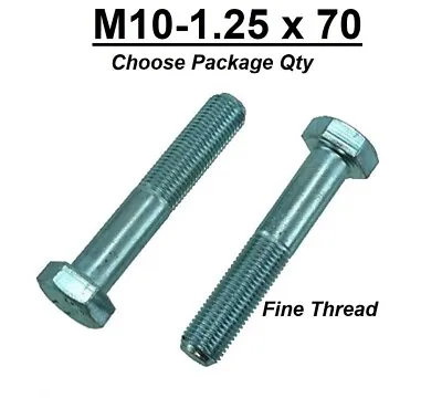 M10-1.25 X 70mm Grade 10.9 Hex Cap Screw Bolts Metric Zinc Hardened FINE THREAD • $9.99