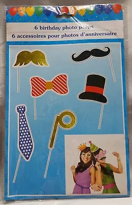 6 New Birthday Mustache Bowtie Top Hat Wedding Silly Funny Party Photo Props • $3