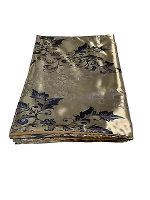 Double Luxury Jacquard Damask Bedding Set Blue/Gold Silky Feel High Quality L262 • £15