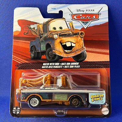 NEW Sealed DISNEY CARS Mattel MATER WITH SIGN Pole Die Cast RADIATOR SPRINGS • $16.99