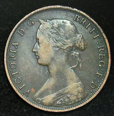 1861 Victoria HALF PENNY Bun Head Bronze Coin - NICE    B • £12.99