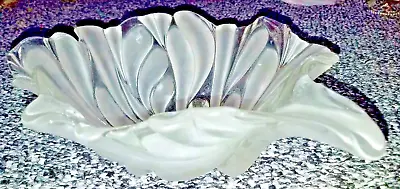 MIKASA CRYSTAL SERVING BOWL ELEGANT LARGE SHELL FROSTED LEAF 12 X9.5 Wx4.25 H • $12.50
