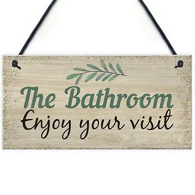 Bathroom Toilet Loo Welcome Shabby Chic Sign Novelty Wall Door Plaque Home Gifts • £3.99