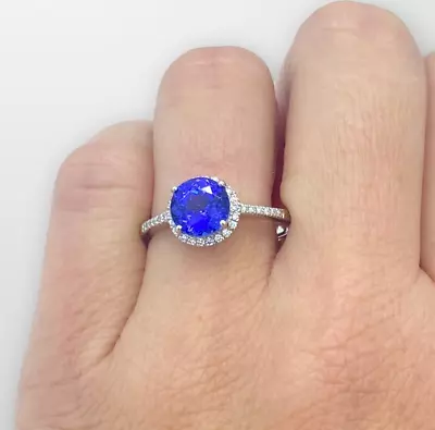 Solid Platinum 950 1.3ct Tanzanite & Diamond Ring UK Size Q UK Hallmarked • £1295