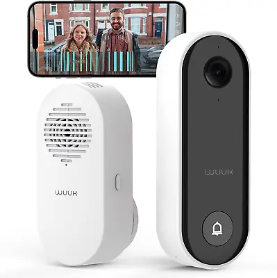 WUUK 2K Video Doorbell Smart Wired Doorbell Camera With Chime On-Device • $145.37