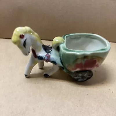 Vintage Unusual Horse & Cart Pot  Planter Ornament   G223 • $28