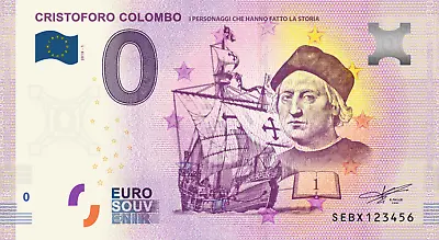 €0 Zero Euro Souvenir Official Note Italy 2019 - Christoforo Colombo • £3.16