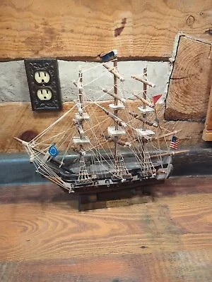 USS Constitution 1814 Vintage Wooden Model Sailing Ship Boat 14 X 12 1/2  • $29.99