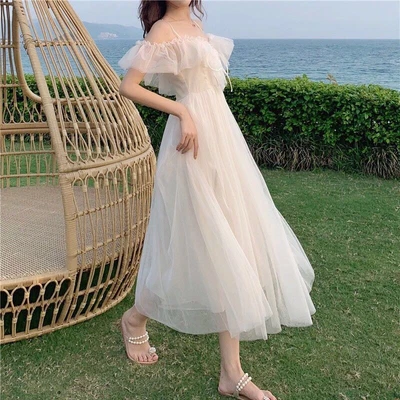 £19.29 • Buy Dress Sweet Fairy Princess Off Shoulder Midi Prom Ball Gown Elegant Tulle Ruffle