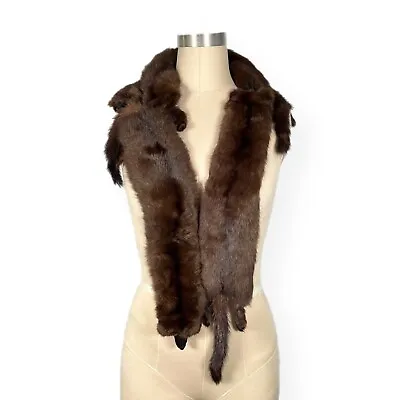 Vintage Mink Fur Stole Wrap 4 Full Body Pelts Chain Hook EEK Initials • $44.95