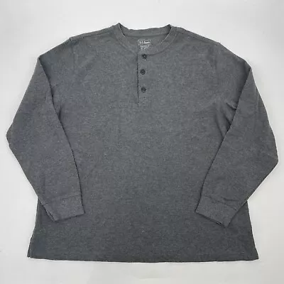 LL Bean Shirt Mens XL Gray Henley Thermal Long Sleeve Traditional Fit Work • $14.99