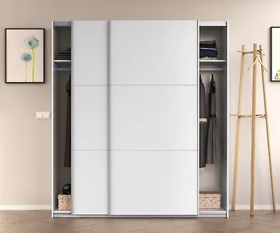 Smoothglide White ANITA 200cm Tall 150cm 5FT Extra Wide 2 Door Sliding Wardrobe • £354.99