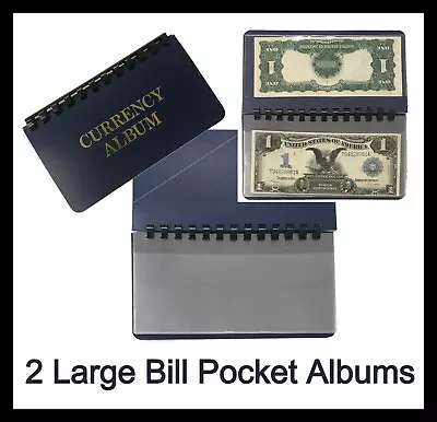 2 Whitman Quality Pocket Albums 10 Pages For Large Bills Currency Notes 8 X 3.5  • $30.50