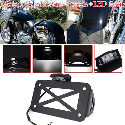 Motorcycle Side Mount Tail Light License Plate Bracket For Harley Chopper Bobber • $22.59