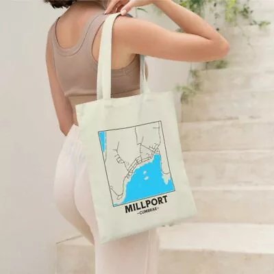 Millport Cumbrae Town Map Cotton Shopper Tote Bag • £10.99