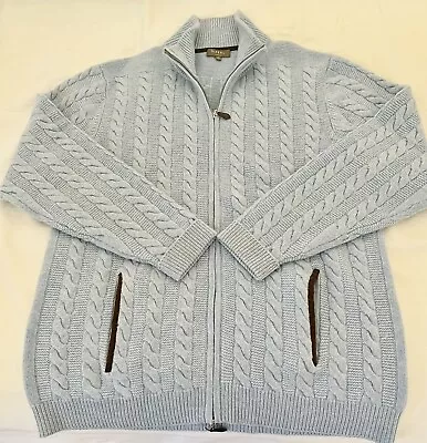 N.peal Mens Cashmere Cable Full Zip Sweater Light Blue Size Xl • $500
