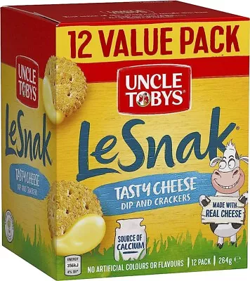 UNCLE TOBYS Le Snak Tasty Cheese Dip And Crackers Value Pack 1 Box Of 12 264g • $13.99