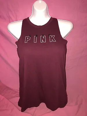 Victoria's Secret PINK Tank Top Loose Large XL Maroon Logo Twist Back Shirt New • $34.50