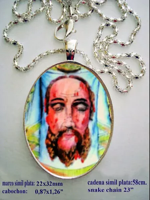 A Pendant Medal Santa Faz Snake Chain 23 Cabochon 087x126inch Veil Of Veronica • $26