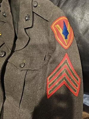 WWII USMC 5th Marine Division IWO JIMA Green Uniform Coat Named Patched! L@@K!!! • $219.97