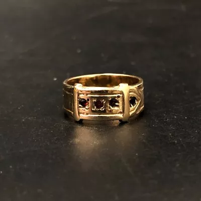 9ct Gold Ring 375 Size L Red Garnet Fine Jewellery Hallmarked 4.28g RMF03-LW • £41