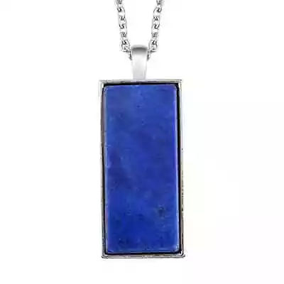 Jewelry Stainless Steel Natural Lapis Lazuli Pendant Necklace Size 24'' Ct 10 • $16.01