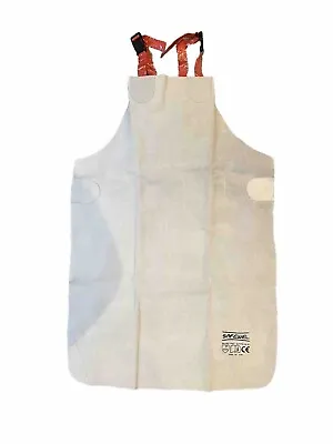 Premium White Leather Welders Welding FOUNDRY Blacksmith PPE Carpenters Apron • £10.99