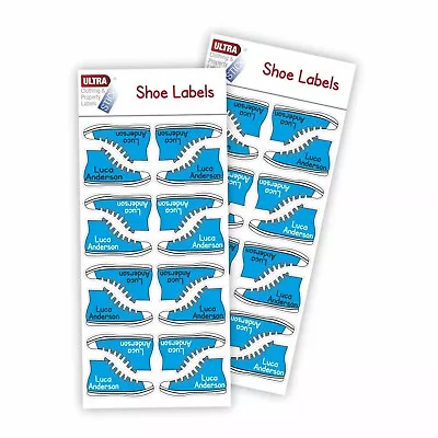$17.25 • Buy UltraStick Shoe Nametapes/Tag Waterproof Stickers Personalised Boot Shape - BLUE