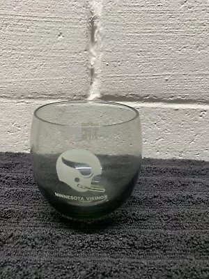 VTG Frosted MINNESOTA VIKINGS Glass Smoke Grey NFL • $12