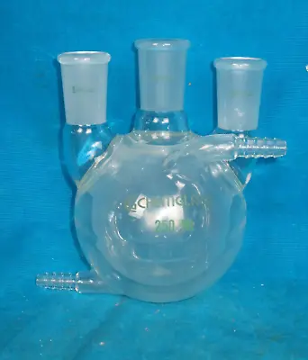 $64.95 • Buy Chemglass 250ml Jacketed Dual Wall 3 Neck 24/40 Round Bottom Flask