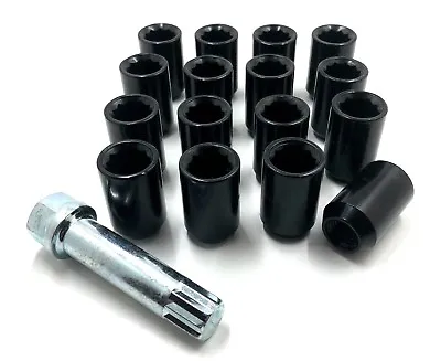 16 X Alloy Wheel Nuts Black For Ford Tuner + Key M12 X 1.5 17mm  Bolts Lugs 94 • $22.99