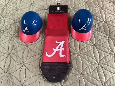 Lot Of 2Atlanta Braves Mini Plastic Batting Helmets 1 Strideline A BaseballSocks • $6