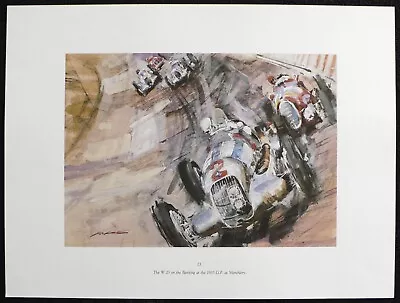 1935 French Grand Prix Montlhéry MERCEDES W25 Silver Arrow Walter GOTSCHKE Print • $36