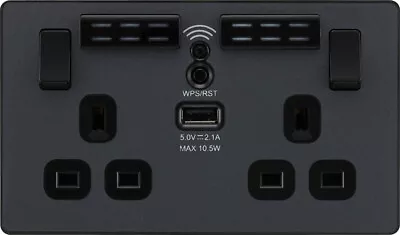£50.99 • Buy BG EVOLVE MATT GREY SCREWLESS Switches & Sockets BLACK Insert Full Range