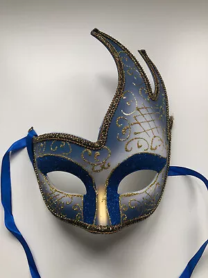 Blue Half Face Masquerade Mask Venetian Style New Years Eve Ball Unisex Masks • £6.50