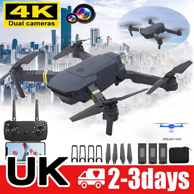 2024 RC Drones Pro GPS WIFI FPV 4K HD Dual Camera Quadcopter Foldable Bag Gifts • £19.94