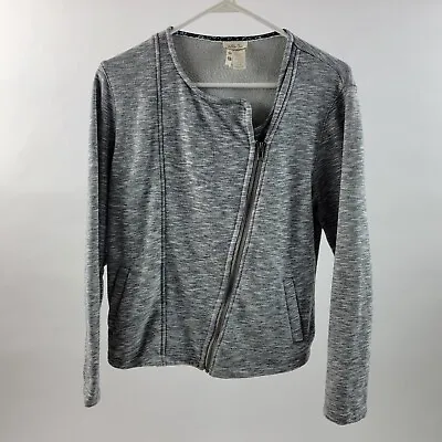 Matilda Jane Womens Full Zip Jacket Size L Gray Moto Diagonal Pockets • $15.26