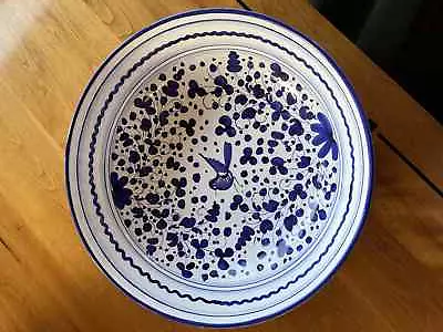Deruta Italian Pottery Large Serving Bowl 12.5  Rare Arabesco Blu + 2-sm. Bowls • $89