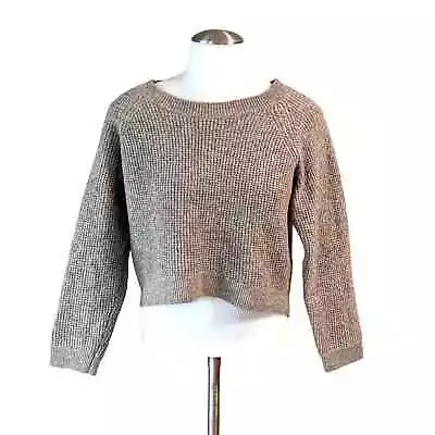 Vince Thermal Chubby Cropped Sweater Yak Wool Blend Taupe Gray Women’s Medium • $49.99