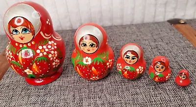 Matryoshka Nesting Doll Hand Painted Signed  Russian 5 Piece • £17.99