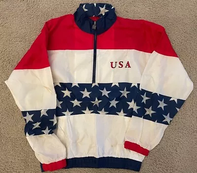 Vintage 1996 Atlanta Olympics Track Jacket USA Flag Large • $35