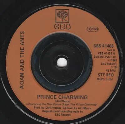 ADAM AND THE ANTS: Prince Charming - 7  VINYL: VERY GOOD • £1