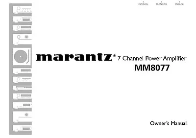 Marantz MM8077 Amplifier Owners Instruction Manual • $21.99
