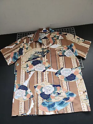 Kai Nani Vintage Men’s Hawaiian Button Up Shirt L Brown Fan Print Polyester • $17.77