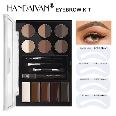 Eyebrow Kit Palette Gift Set Brow Powder Gel Wax Cream Tweezers Stencils Dual • £6.99